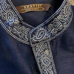 SKAVIJ Men's Kurta Pajama 2-Piece Set - in Navy